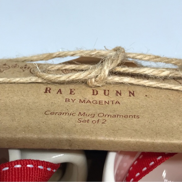 Rae Dunn Holly Jolly Ceramic Mini Mug Holiday Ornaments by Magenta Set of 2 NEW - Picture 5 of 7